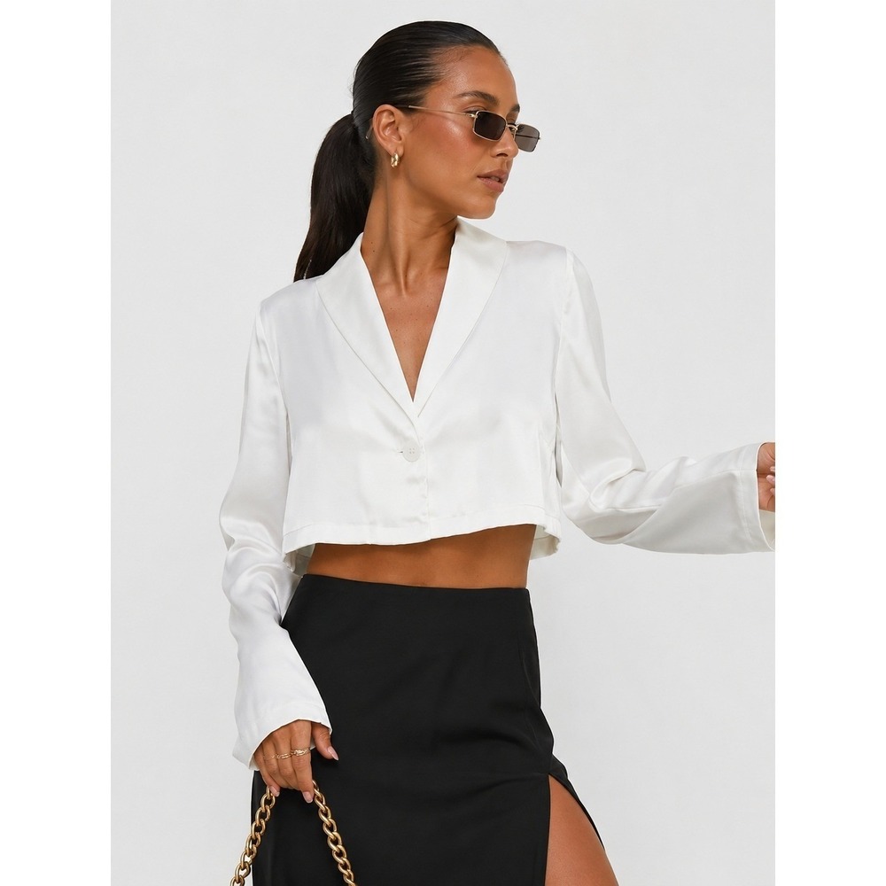 Princess Polly Daley Set White Cropped Blazer Top US 8 M NWT NEW